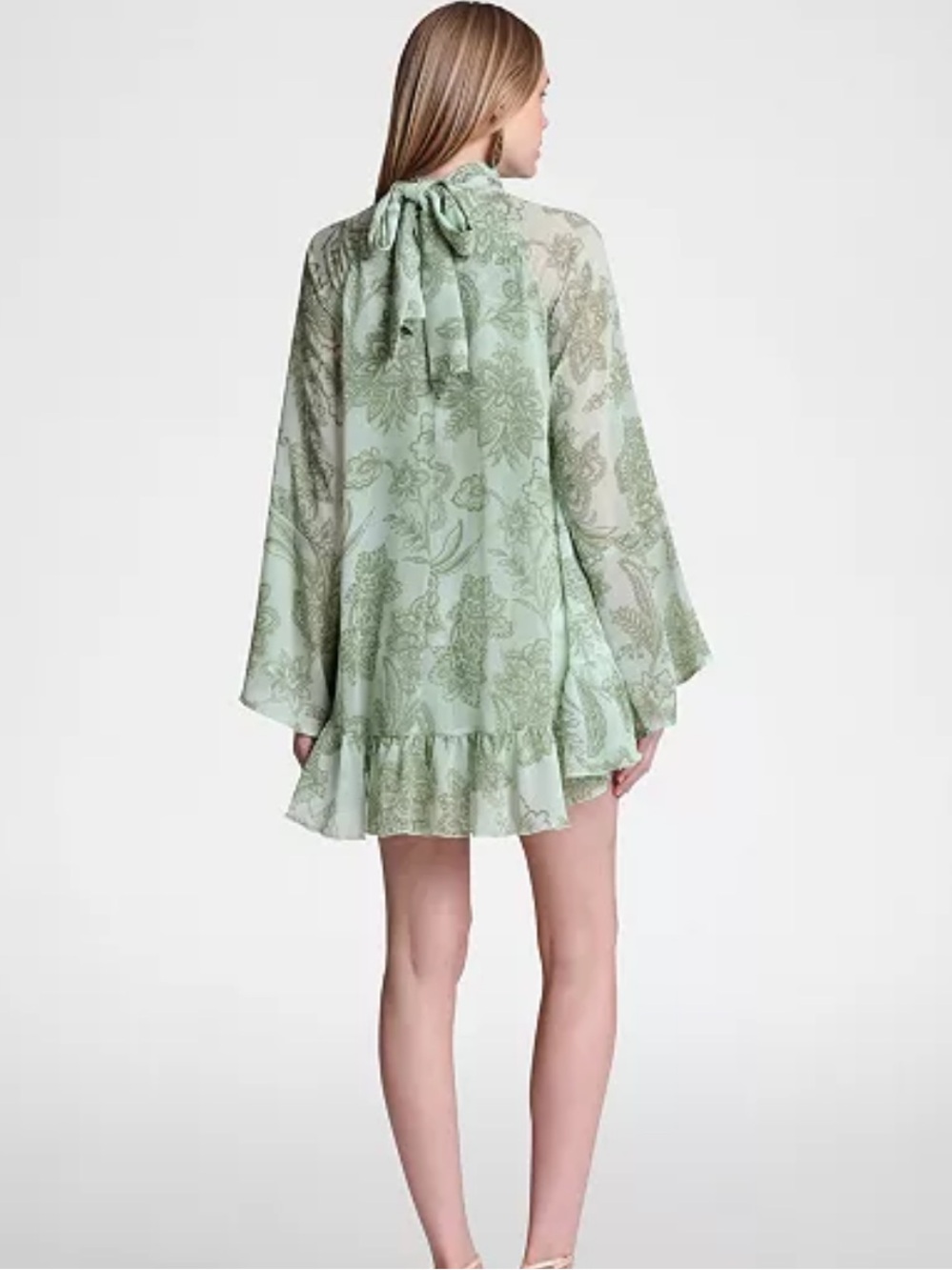 NWT Avec Les Filles Women's Mock Neck Tiered Ruffle Mini Dress M - Picture 6 of 8